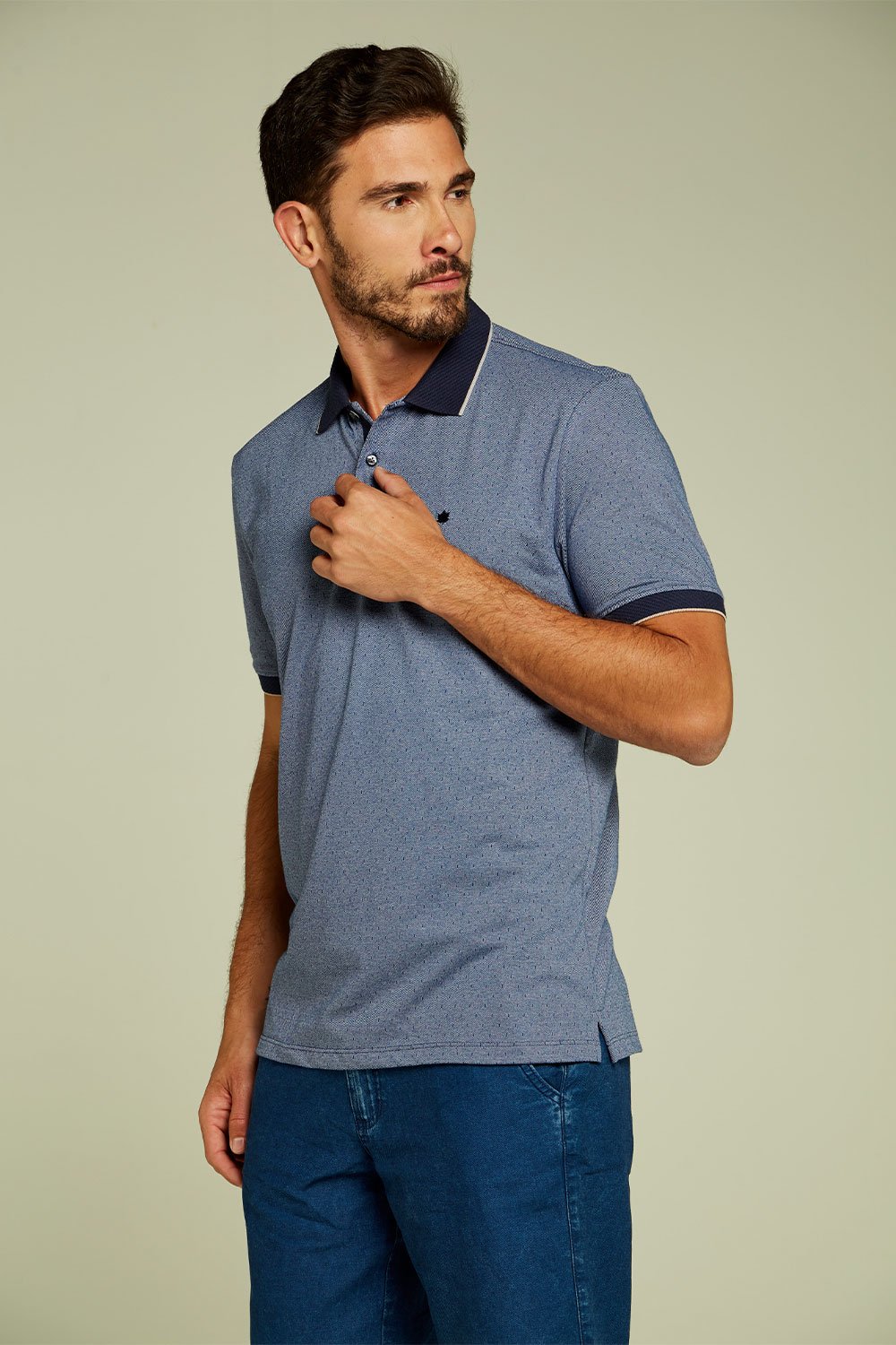 polo masculina navy piquet maquinetado com retilinea em favo peitilho interno com cadarco seeder se0101595 az0078 2