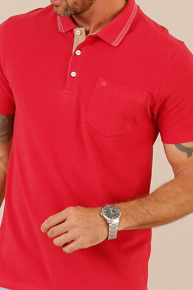 Polo Masculina Piquet Simples Seeder Vermelho