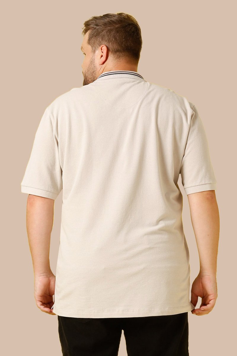 Polo Masculina Plus Size Piquet Simples Off White