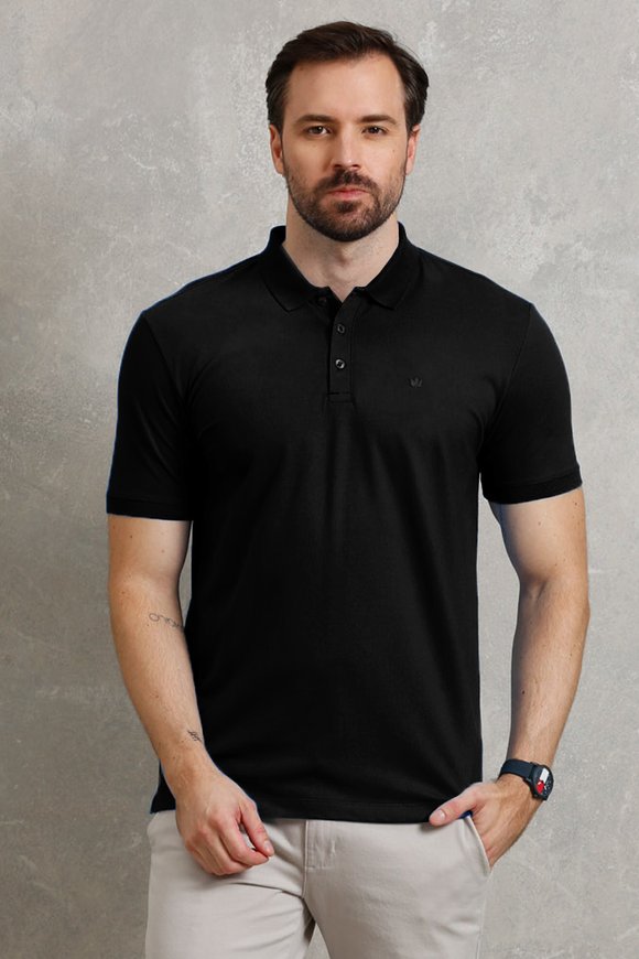 Camisa Polo Masculina Piquet Pima Seeder Preto