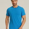 Camiseta Masculina Meia Malha Básica Regular Fit Seeder Azul