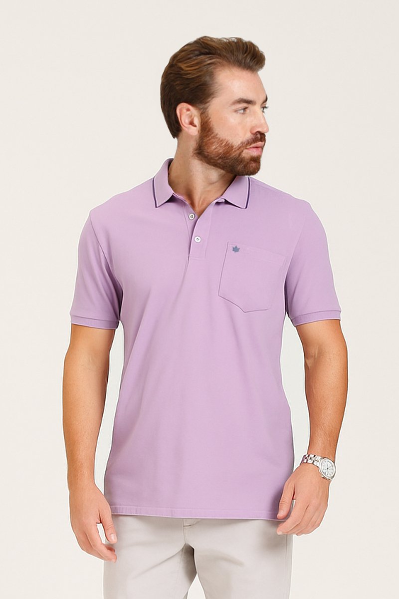 Camisa Polo Masculina Meia Malha Premium Seeder Lilás